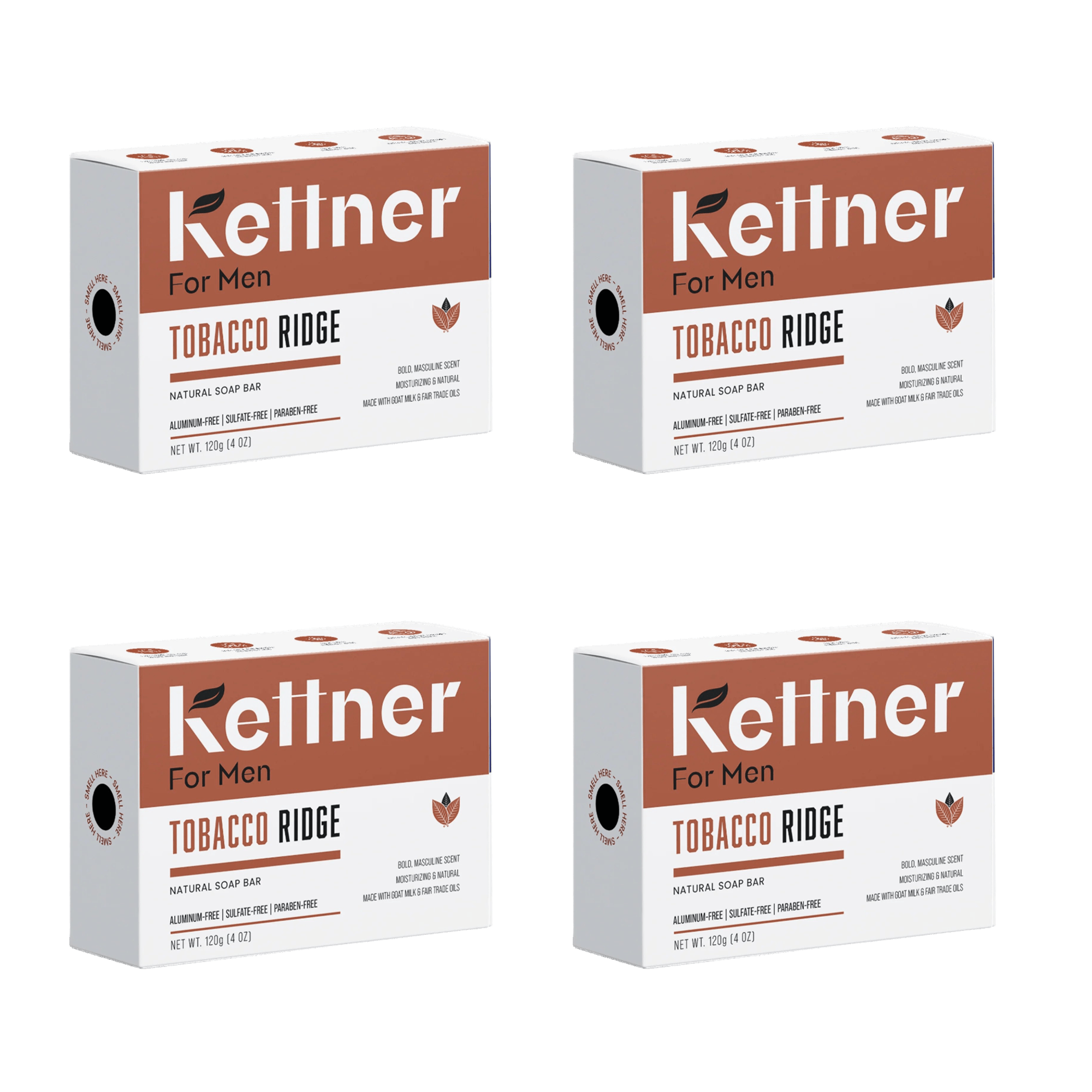 Tobacco Ridge Natural Soap Bar 4 - Pack by Kettner For Men - Kettner For Men